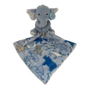 Little Beginnings Blue Elephant Safari Animals Baby Lovey Blankie Security NEW